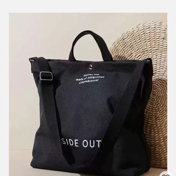 Black Canvas Tote Bag - Picture 3 of 10